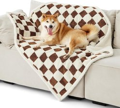 Lesure Waterproof Calming Double-Sided Jacquard Shag & Soft Sherpa Fleece Furniture Protector Dog & Cat Blanket, Brown, Large slide 1 of 6