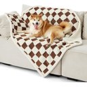 Lesure Waterproof Calming Double-Sided Jacquard Shag & Soft Sherpa Fleece Furniture Protector Dog & Cat Blanket, Brown, Large