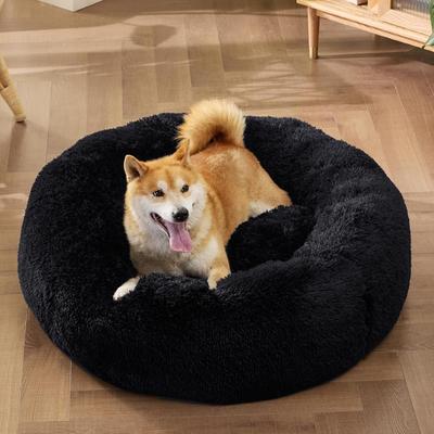 Bedsure Calming Fluffy Plush Faux Fur Orthopedic Anti-Slip Donut Dog & Cat Bed