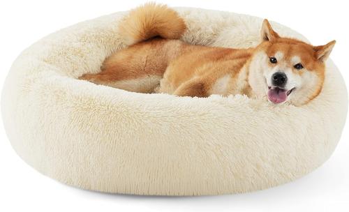 Bedsure Calming Fluffy Plush Faux Fur Orthopedic Anti-Slip Donut Dog & Cat Bed