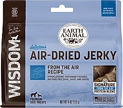 Earth Animal Wisdom Air-Dried From the Air Recipe with Quail, Duck, & Goose Premium Natural Jerky Strips Dog Treats, 4-oz bag