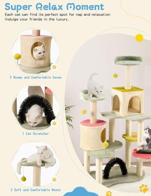 Show full view: PXZEE 55-in Flower Cat Tree with Sisal Scratching Posts slide 4 of 7