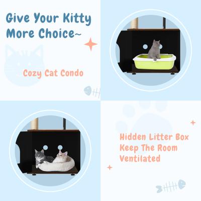 Show full view: PXZEE 50-in Cat Tree with Litter Box Enclosure slide 5 of 7
