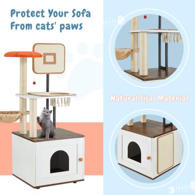 Show full view: PXZEE 50-in Cat Tree & Condo with Litter Box Enclosure slide 6 of 7