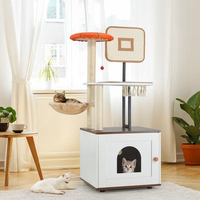 Show full view: PXZEE 50-in Cat Tree & Condo with Litter Box Enclosure slide 4 of 7