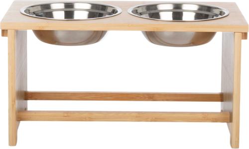 Show full view: Pet Adobe Elevated Bamboo Stand Stainless Steel Dog Bowl Set, Natural, 5.5-cup slide 6 of 7