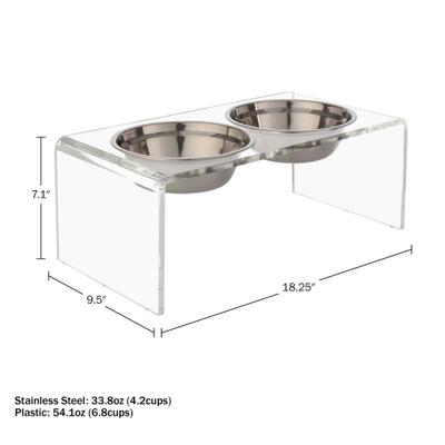 Show full view: Pet Adobe Elevated Acrylic Stand Plastic Dog Bowl Set, Clear, 6.5-cup slide 5 of 7