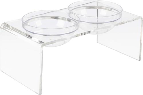 Show full view: Pet Adobe Elevated Acrylic Stand Plastic Dog Bowl Set, Clear, 6.5-cup slide 2 of 7