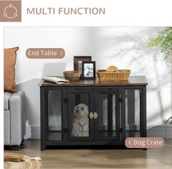 jansno End Table Dog Crate with Openable Top, Black/Brown slide 2 of 8