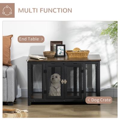 Show full view: jansno End Table Dog Crate with Openable Top, Black/Brown slide 5 of 8