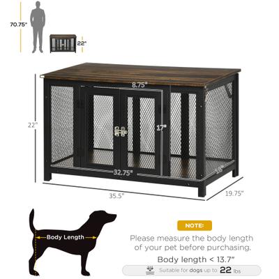 Show full view: jansno End Table Dog Crate with Openable Top, Black/Brown slide 6 of 8