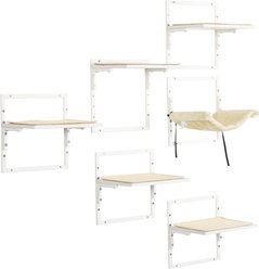 PawHut Wall Mounted Cat Shelves, Cream White