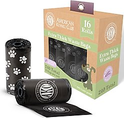 American Kennel Club Extra Thick Leak Proof Pet Waste Bags Refill Rolls, Fresh Scent, 240 count, Black