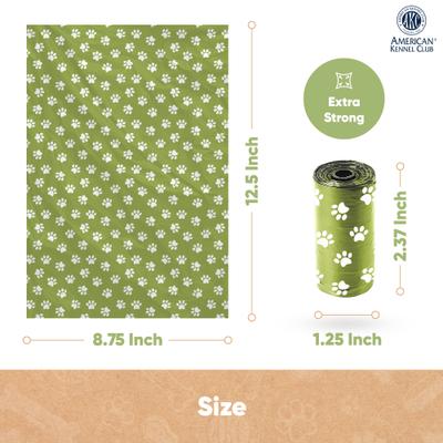 Show full view: American Kennel Club Extra Thick Leak Proof Pet Waste Bags Refill Rolls, Fresh Scent, 240 count, Green slide 4 of 6