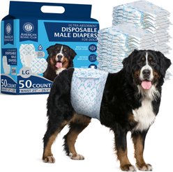 American Kennel Club Disposable Male Dog Wraps with Wetness Indicator, 50 count, Large