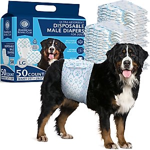 American Kennel Club Disposable Male Dog Wraps with Wetness Indicator, 50 count, Large