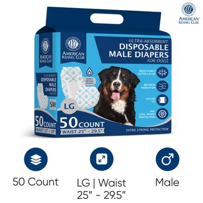 Show full view: American Kennel Club Disposable Male Dog Wraps with Wetness Indicator, 50 count, Large slide 2 of 9