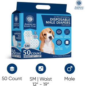 American Kennel Club Disposable Male Dog Wraps with Wetness Indicator, 50 count, Small