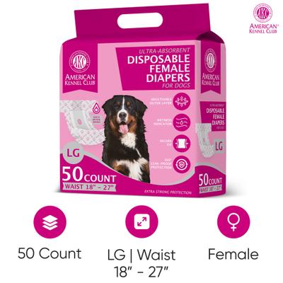 Show full view: American Kennel Club Disposable Female Dog Wraps with Wetness Indicator, 50 count, Large slide 3 of 10