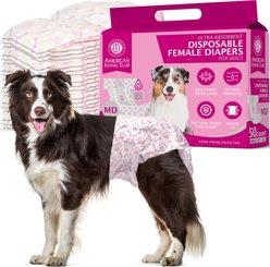 American Kennel Club Disposable Female Dog Wraps with Wetness Indicator, 50 count, Medium