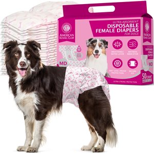American Kennel Club Disposable Female Dog Wraps with Wetness Indicator, 50 count, Medium