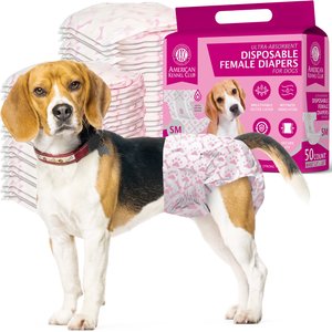 American Kennel Club Disposable Female Dog Wraps with Wetness Indicator, 50 count, Small