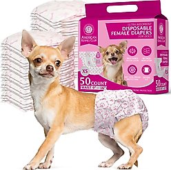 American Kennel Club Disposable Female Dog Wraps with Wetness Indicator, 50 count, X-Small