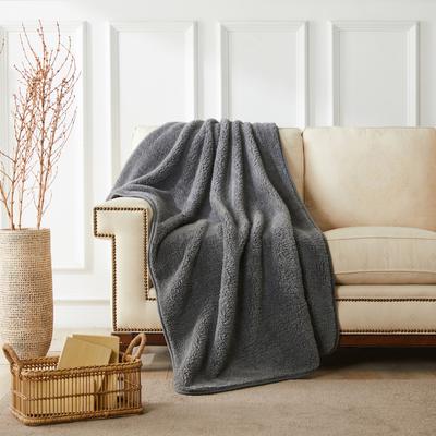 Show full view: Allisandro Ultra Soft Fluffy Sherpa Cat & Dog Blanket, Grey, 60 x 50-in slide 3 of 8
