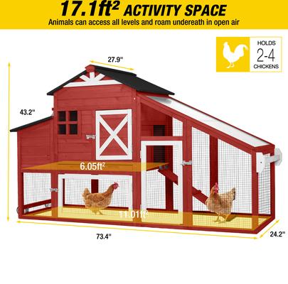 Show full view: Aivituvin AIR32-R Wooden Chicken Coop, 2 to 3 Chicken Capacity slide 7 of 9