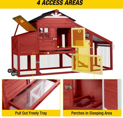 Show full view: Aivituvin AIR32-R Wooden Chicken Coop, 2 to 3 Chicken Capacity slide 4 of 9