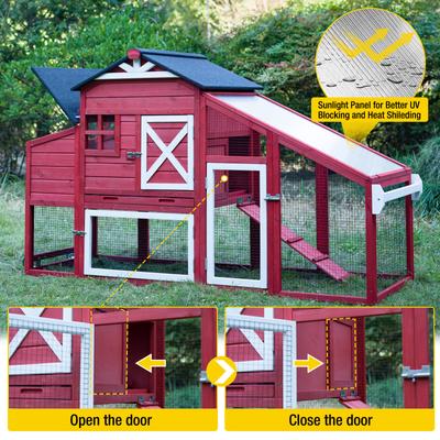 Show full view: Aivituvin AIR32-R Wooden Chicken Coop, 2 to 3 Chicken Capacity slide 3 of 9