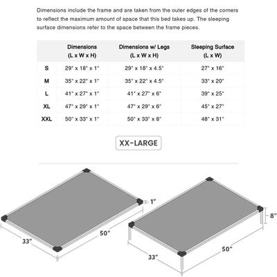 Show full view: K9 Ballistics Chew Proof Armored Padded Elevated Dog Bed, Blue Quartz, XX-Large slide 9 of 12