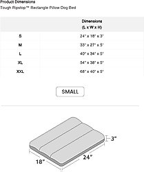 K9 Ballistics Tough Ripstop Rectangle Pillow Dog Bed, Obsidian Black, Small slide 2 of 6