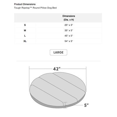 Show full view: K9 Ballistics Tough Ripstop Round Pillow Dog Bed, Obsidian Black, Large slide 5 of 8