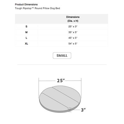 Show full view: K9 Ballistics Tough Ripstop Round Pillow Dog Bed, Light Gray Velvet, Small slide 6 of 9