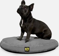 K9 Ballistics Tough Ripstop Round Pillow Dog Bed, Light Gray Velvet, Small
