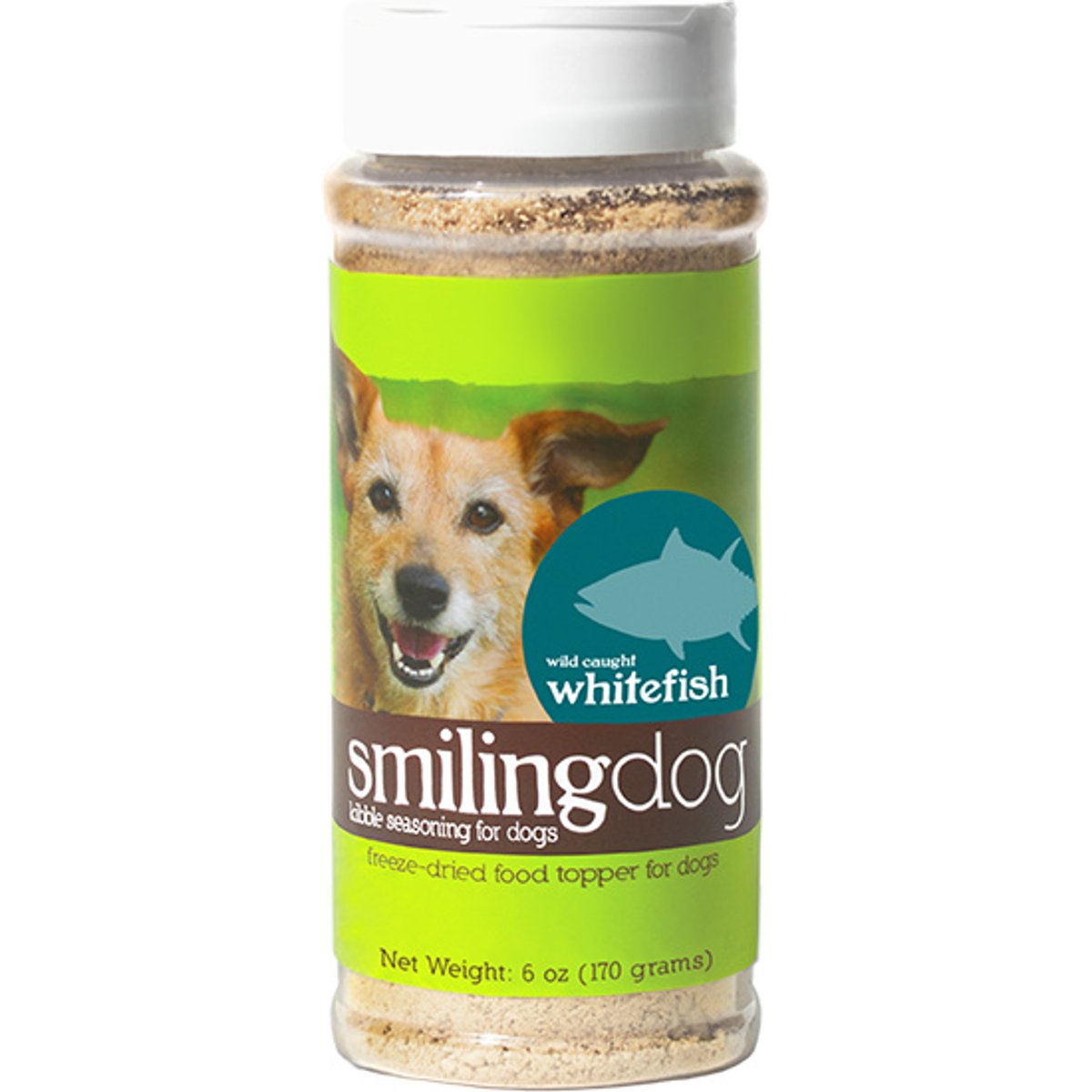Herbsmith Smiling Dog Kibble Seasoning Wild-Caught Whitefish Dog Food Topper, 6-oz jar