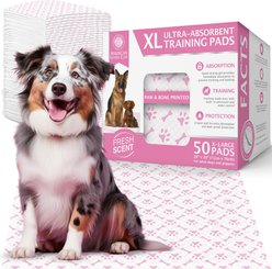 American Kennel Club Paw & Bone Print Dog Training Pads, Pink, 28 X 30-in, 50 count
