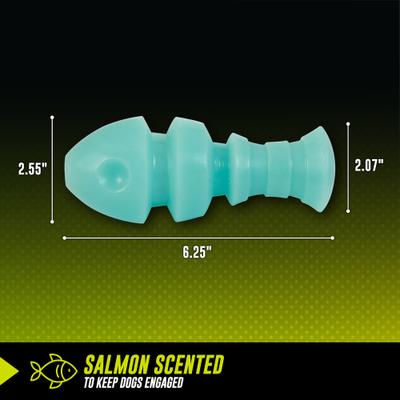 Show full view: Hyper Pet Hyper-Bonz Rubber Glow Treat Dog Chew Toy, Blue, Salmon Scent slide 6 of 6