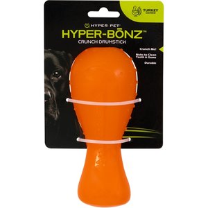 Hyper Pet Hyper-Bonz Rubber Crunch Drumstick Dog Chew Toy, Yellow, Turkey Scent