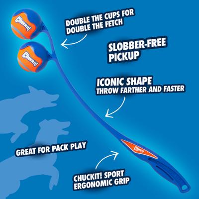 Show full view: Chuckit! The Duo Double 22M Launcher Dog Toy, Blue slide 3 of 5