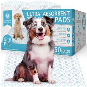 American Kennel Club Paw & Bone Print Dog Training Pads, Blue, 22 X 22-in, 50 count