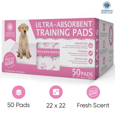Show full view: American Kennel Club Paw & Bone Print Dog Training Pads, Pink, 22 X 22-in, 50 count slide 2 of 7