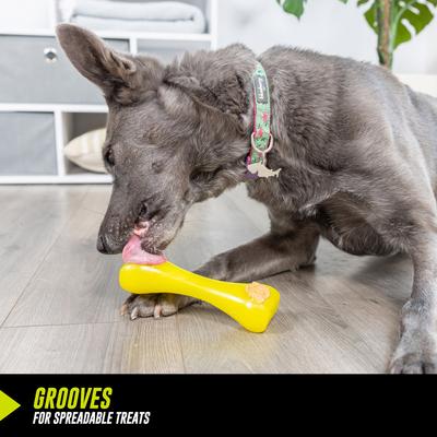 Show full view: Hyper Pet Hyper-Bonz Rubber Crunch Dog Chew Toy, Yellow, Beef Scent slide 5 of 6