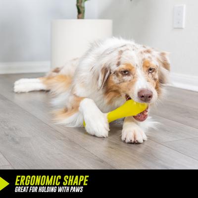 Show full view: Hyper Pet Hyper-Bonz Rubber Crunch Dog Chew Toy, Yellow, Beef Scent slide 3 of 6