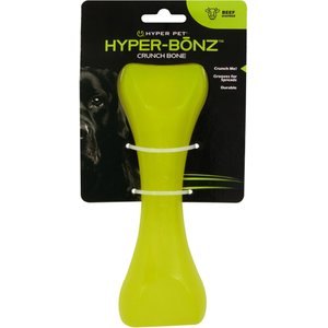 Hyper Pet Hyper-Bonz Rubber Crunch Dog Chew Toy, Yellow, Beef Scent