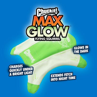 Show full view: Chuckit! Max Glow Flying Squirrel Dog Toy, Green, Medium slide 4 of 7