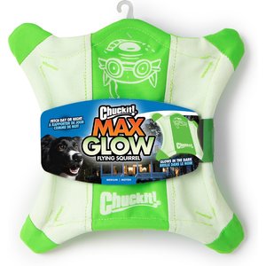 Chuckit! Max Glow Flying Squirrel Dog Toy, Green, Medium