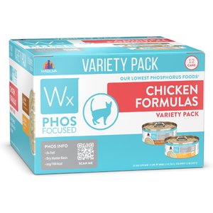 Weruva Wx Phos Focused Chicken Variety Pack Grain-Free Wet Cat Food, 5.5-oz can, 12 count