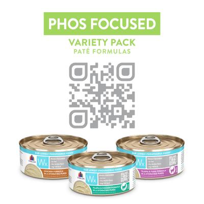 Show full view: Weruva Wx Phos Focused Pate Variety Pack Grain-Free Wet Cat Food, 5.5-oz can, 12 count slide 6 of 13